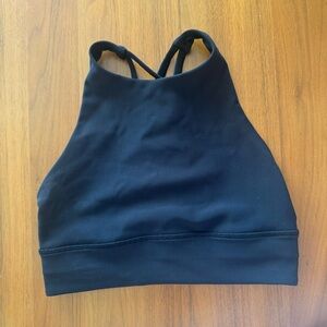 High neck black sports bra